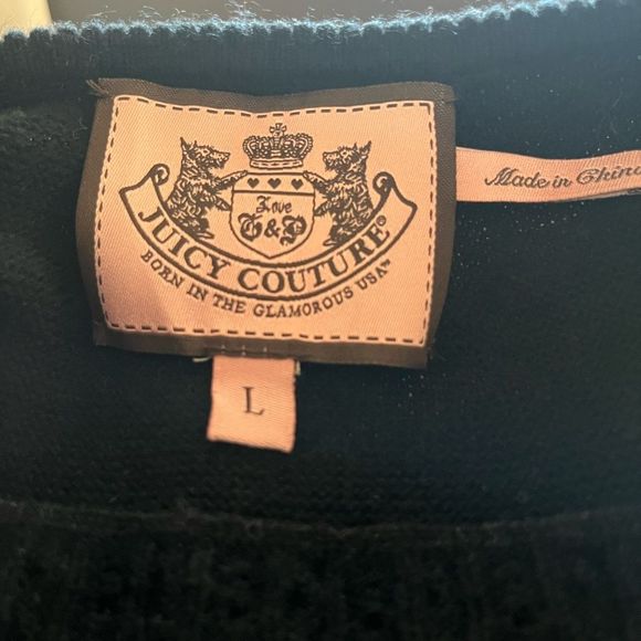 Juicy Couture Knit Black Cardigan Sweater, Size L - Picture 3 of 3